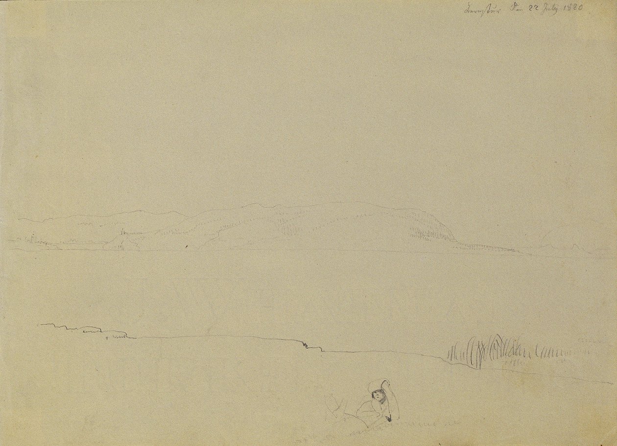 Landschapsschets van het Balatonmeer door Johann Peter Krafft