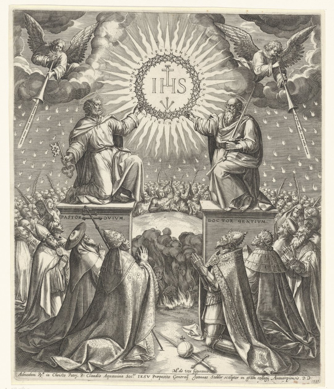 Aanbidding van het monogram van Christus door Johann Sadeler (I)