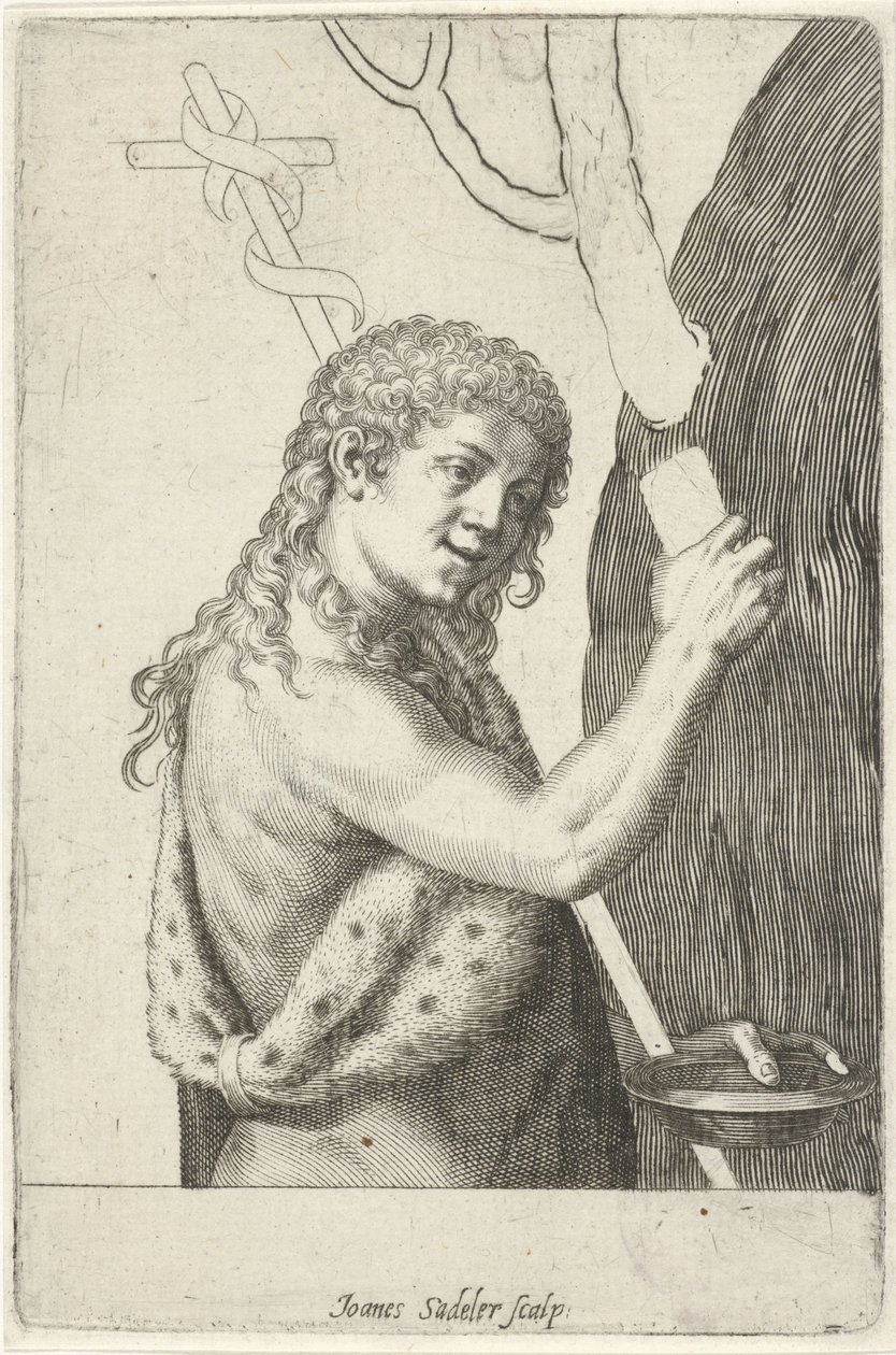 Johannes de Doper als kind door Johann Sadeler (I)