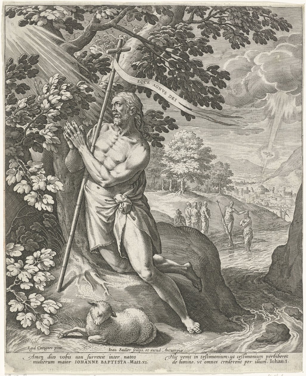 Johannes de Doper in de woestijn door Johann Sadeler (I)