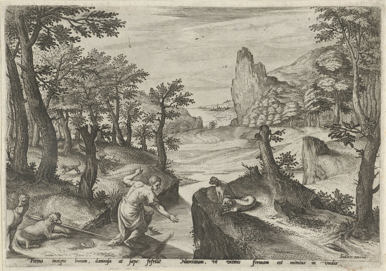 Narcissus door Johann Sadeler (I)