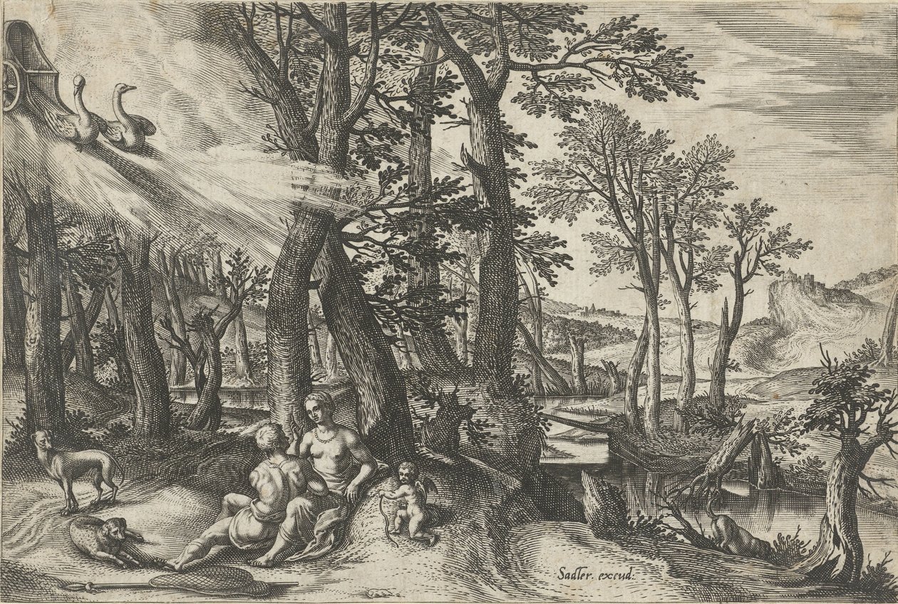 Venus en Adonis door Johann Sadeler (I)