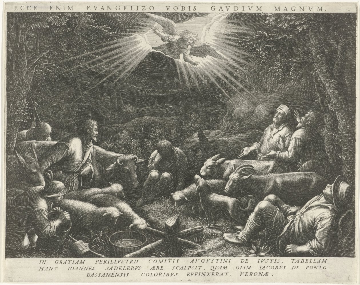 Verkondiging aan de herders door Johann Sadeler (I)