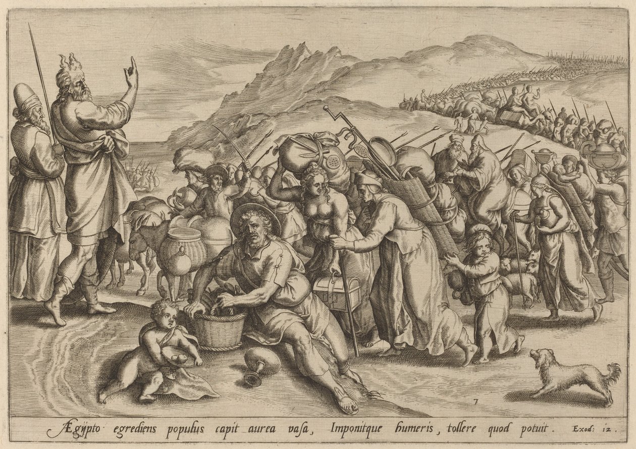 De Uittocht uit Egypte, 1585 door Johann Sadeler I