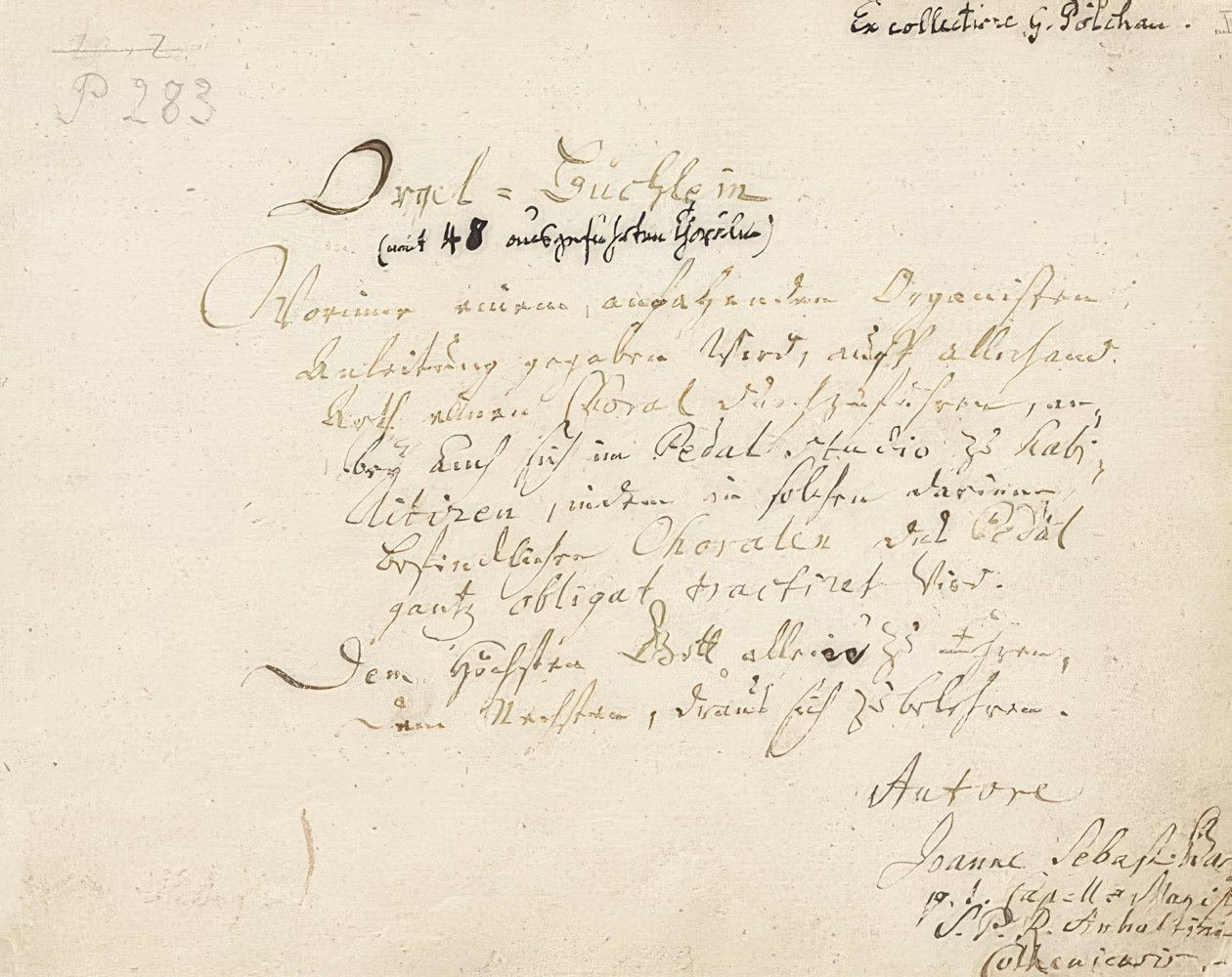 Titelpagina van Orgelbüchlein. Circa 1700-1719 door Johann Sebastian Bach