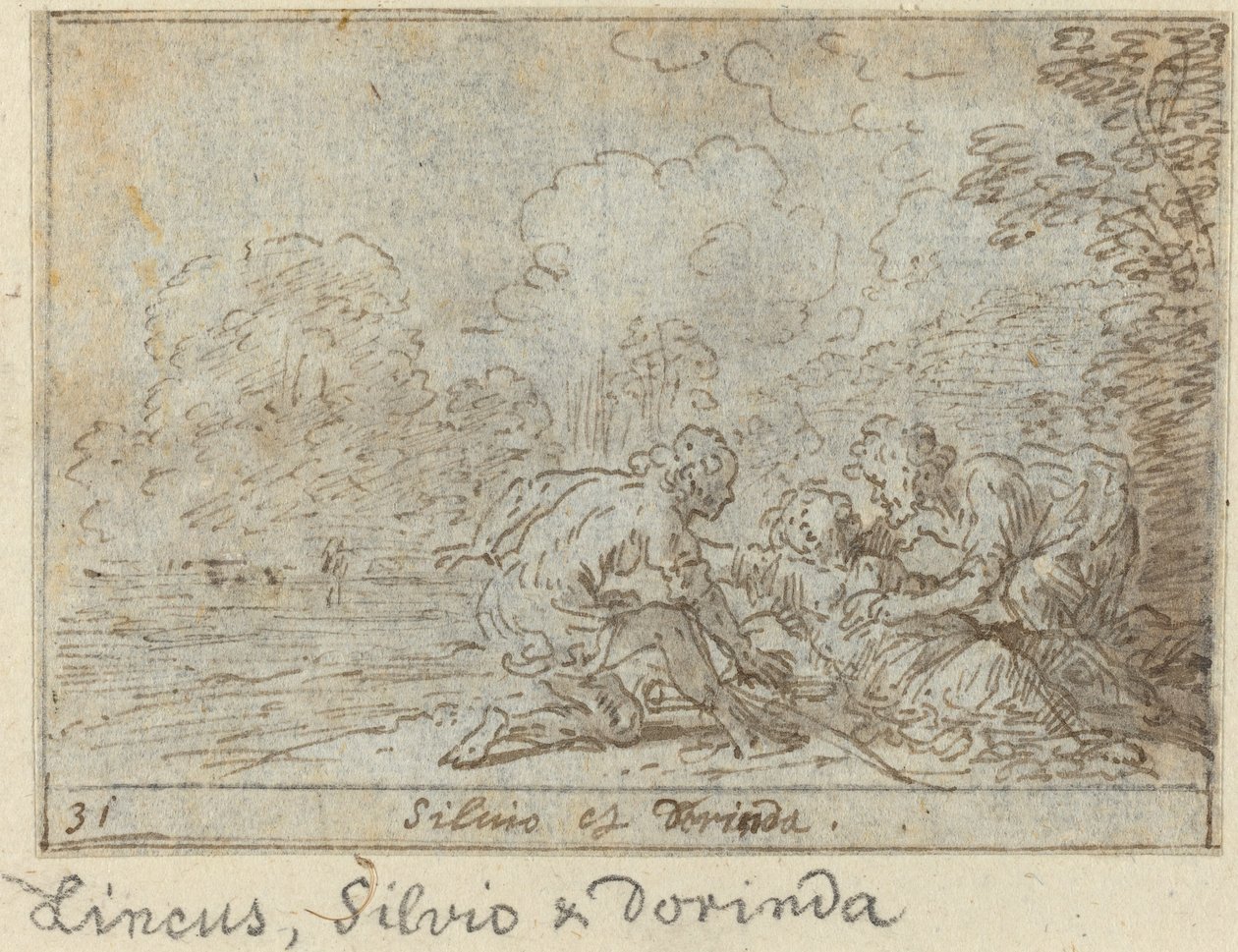 Linco, Silvio en Dorinda, 1640 door Johann Wilhelm Baur