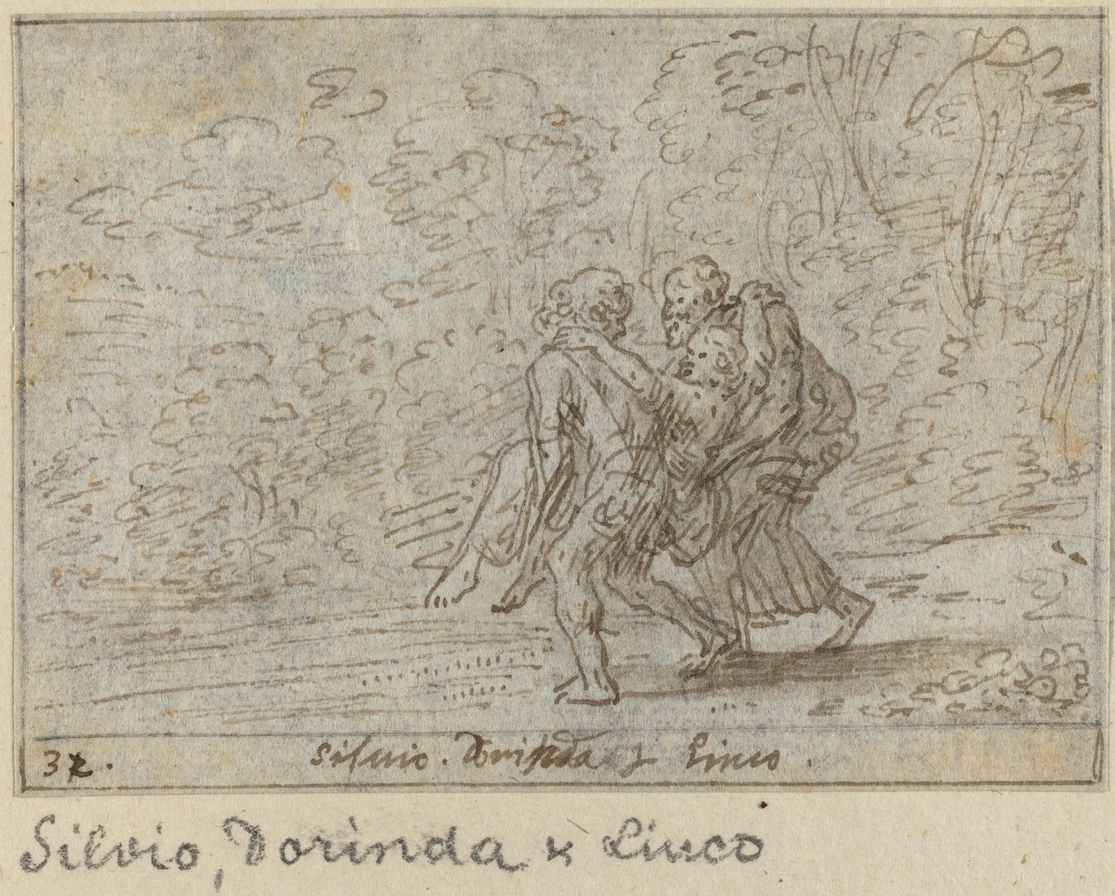 Silvio, Dorinda en Linco door Johann Wilhelm Baur