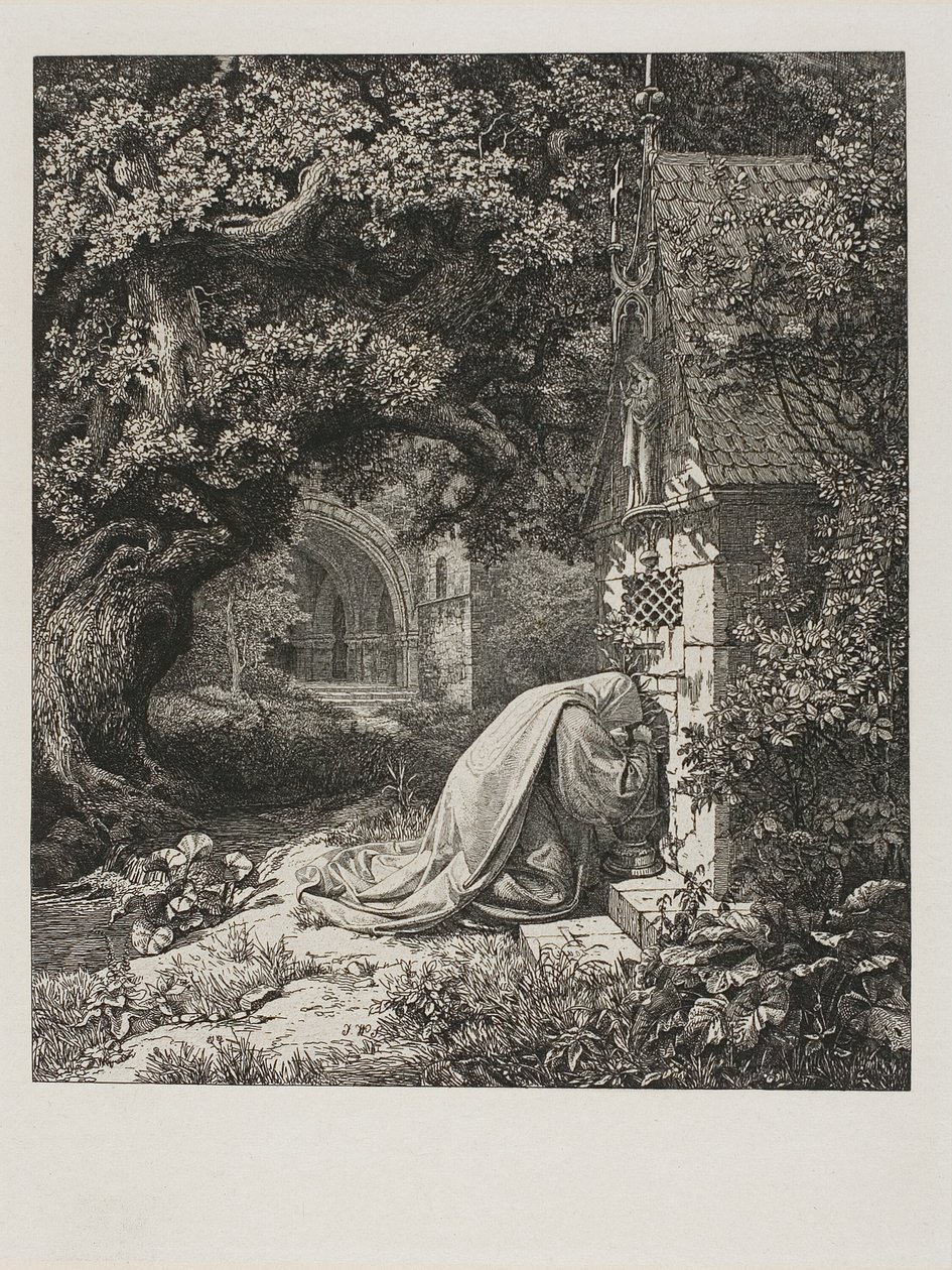 De Biddende Non door Johann Wilhelm Schirmer