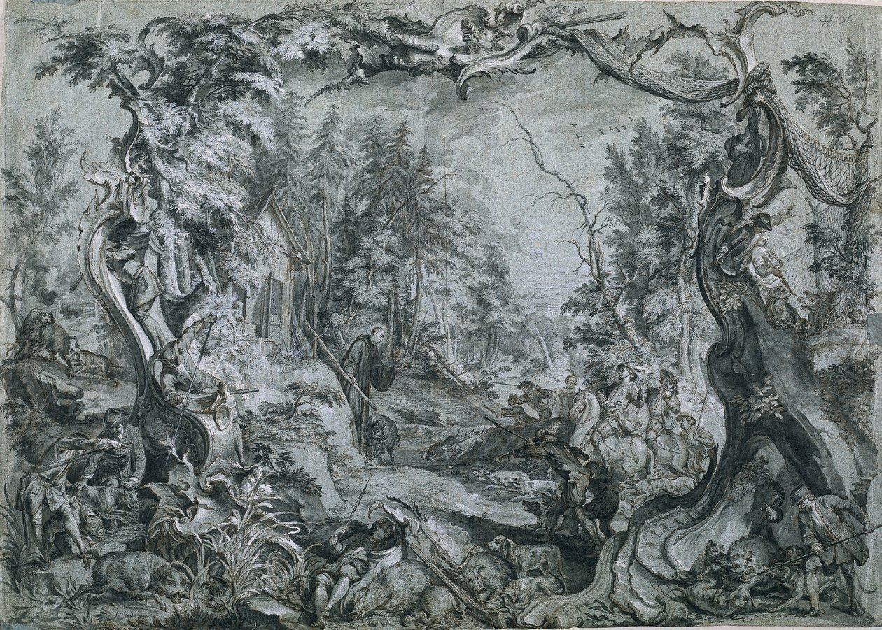 Sint Deicolus en het Zwijn door Johann Wolfgang Baumgartner