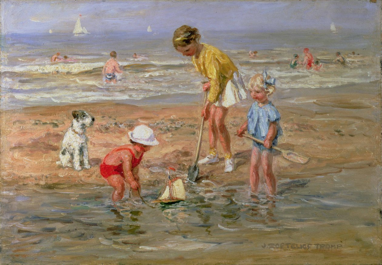 Kinderen die aan Zee Spelen door Johann Zoetelief Tromp