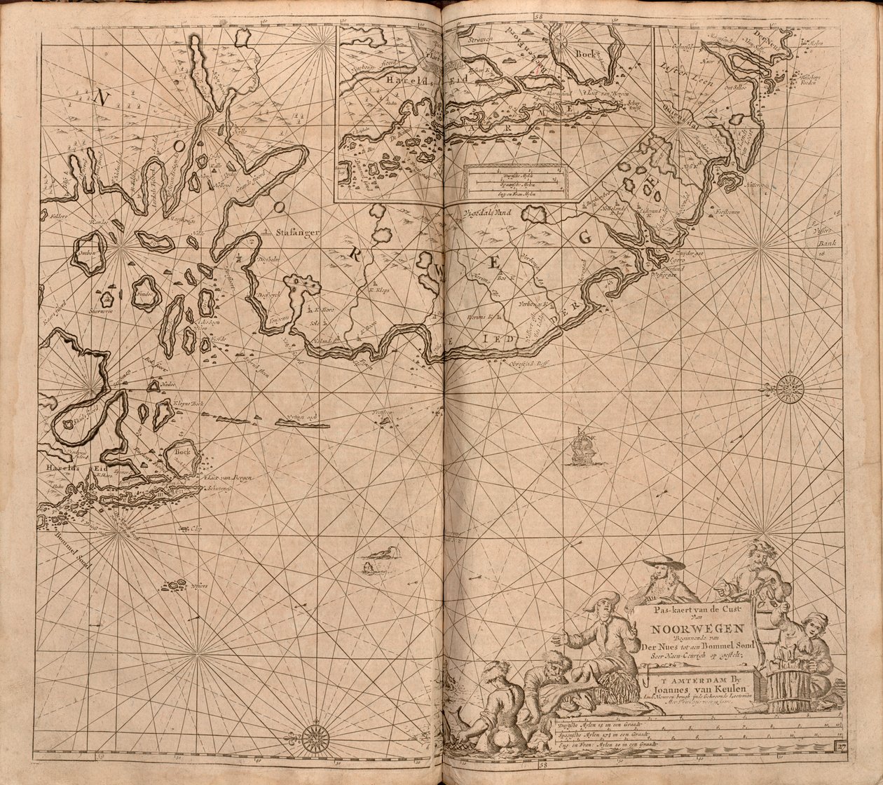 Kaart uit de kaartencollectie van de Nationale Bibliotheek. De kaart is uitgegeven in () en toont de Noorse kust, Agder, Rogaland door Johannes van Keulen  