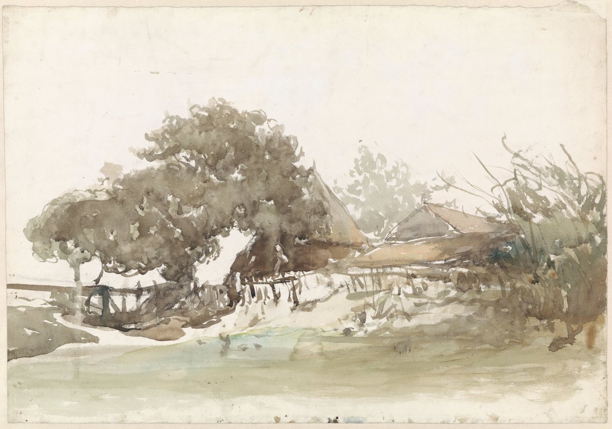 Boerderijen te Waalsdorp door Johannes Bosboom