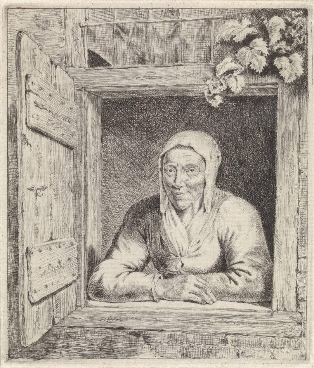 Vrouw in venster door Johannes Christiaan Janson