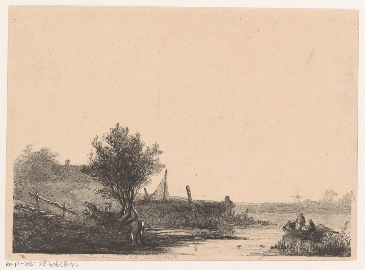 Rivierlandschap door Johannes Franciscus Hoppenbrouwers