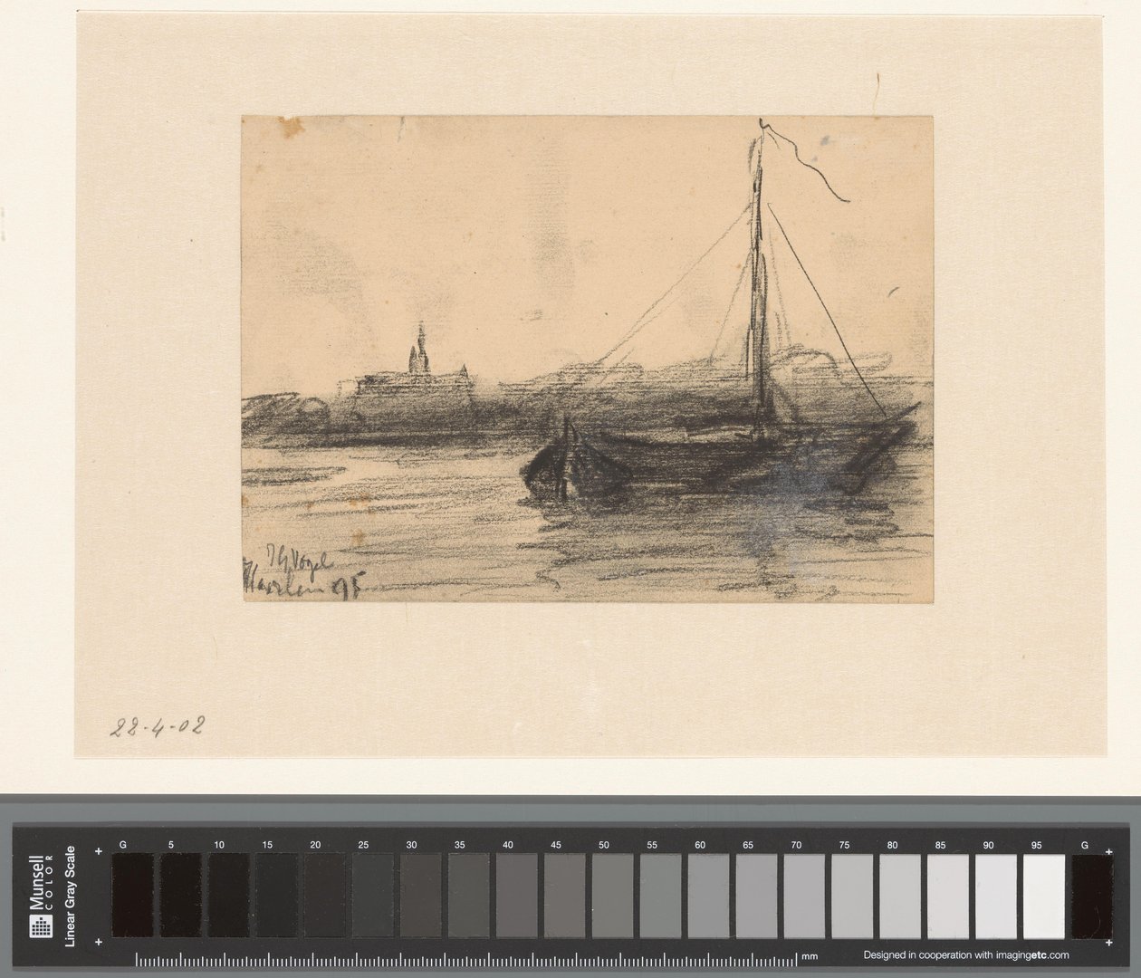 Gezicht op Haarlem van het water door Johannes Gijsbert Vogel
