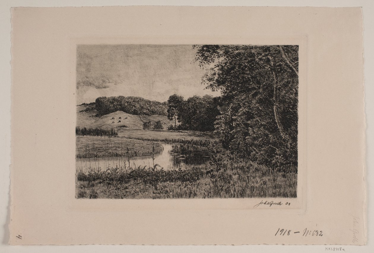 Landschap met rivier door Johannes Groth