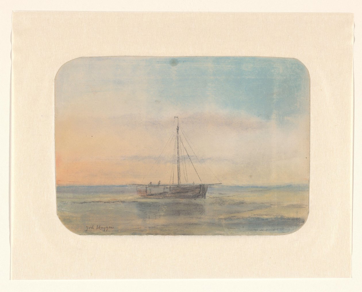Zeilschip door Johannes Huygens (signed by artist)