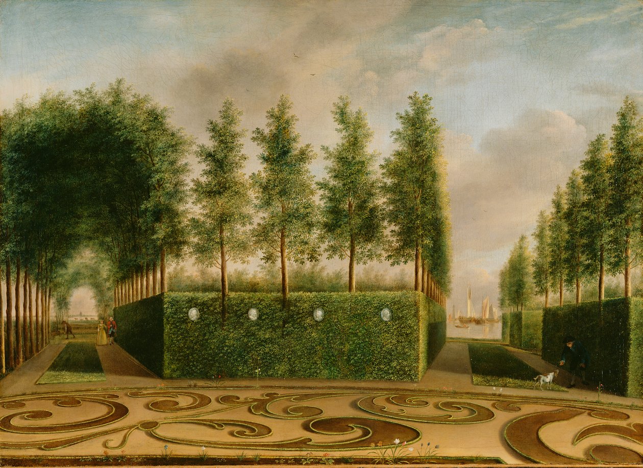 Een Formele Tuin, 1766 door Johannes Janson