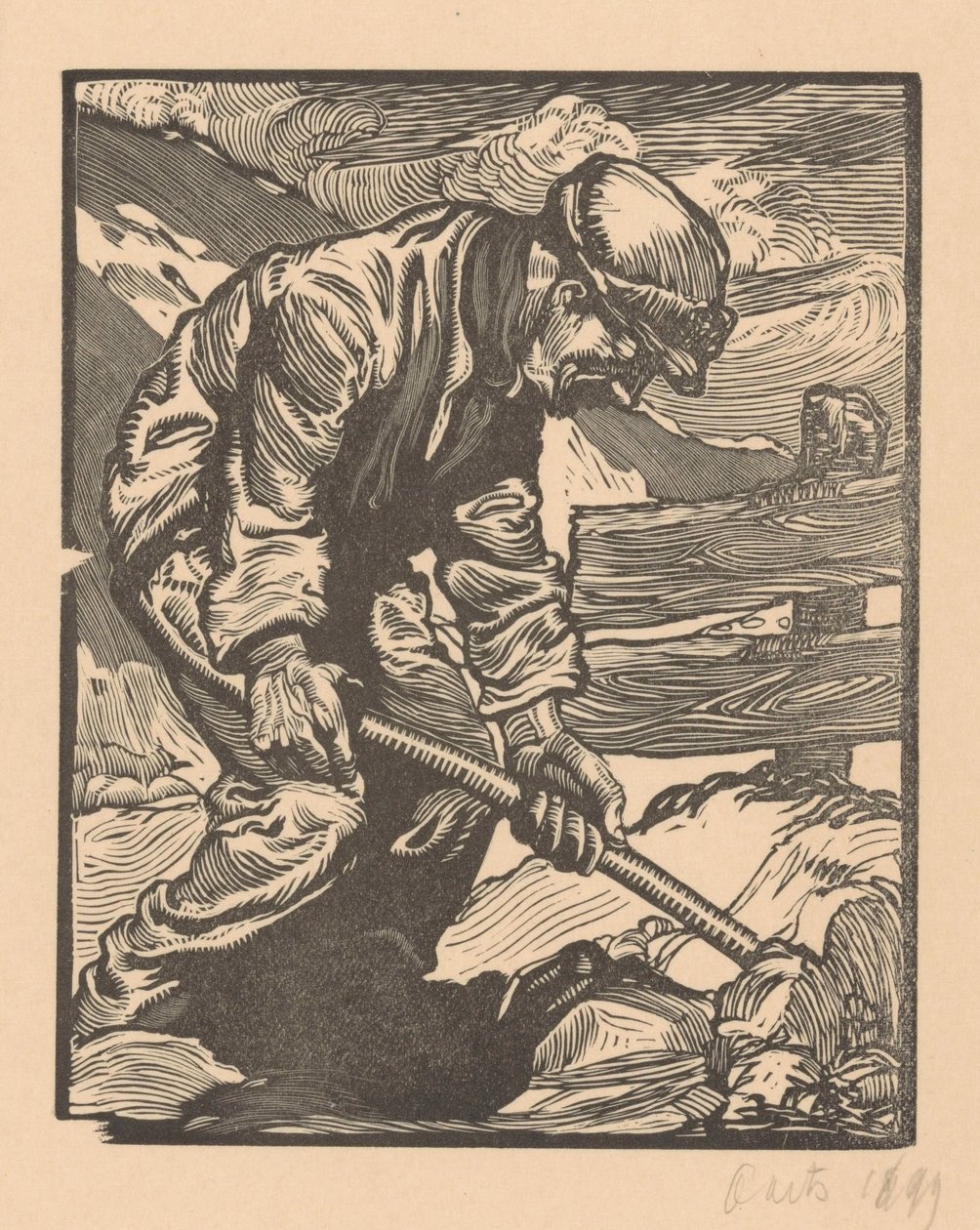 Dijkwerker door Johannes Josephus Aarts (signed by artist)