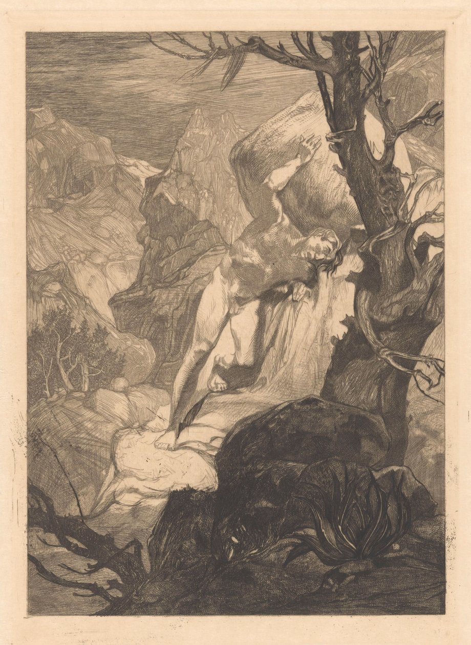 Gewonde in rotslandschap door Johannes Josephus Aarts