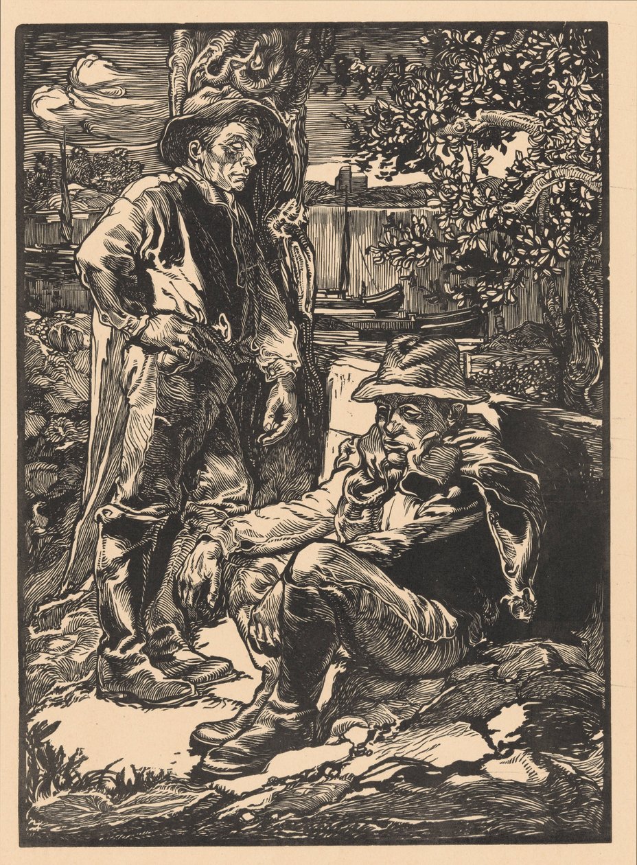 Rustende polderwerkers door Johannes Josephus Aarts