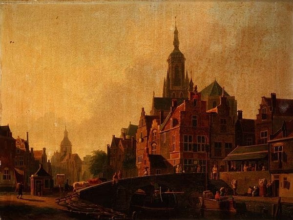 Een Nederlandse stadsscène door Johannes Rutten