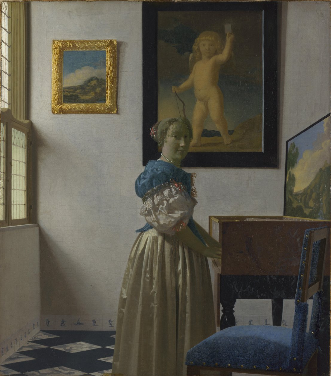Een jonge vrouw bij een maagd door Johannes Vermeer
