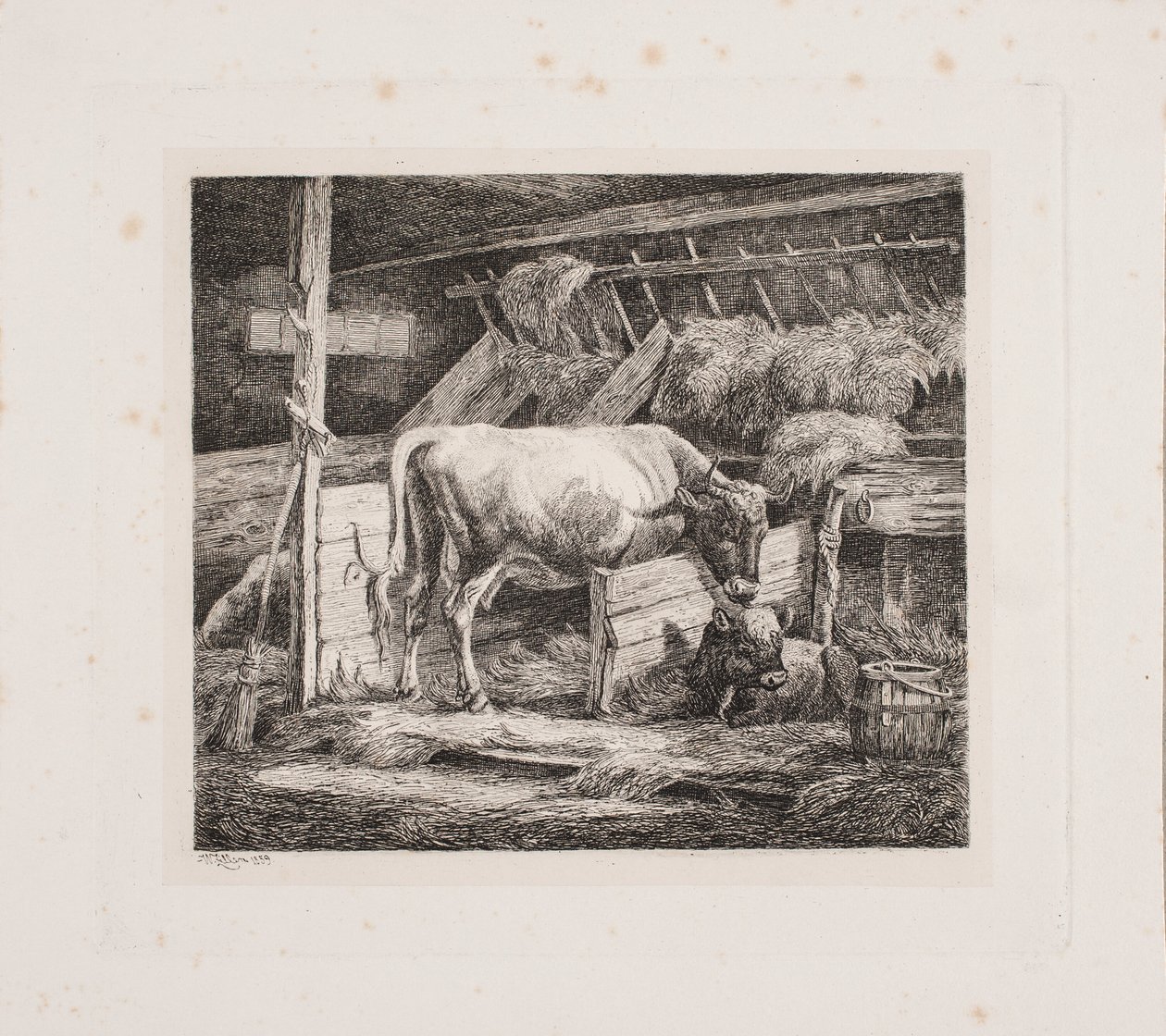 Een koeienstal door Johannes Wilhelm Zillen