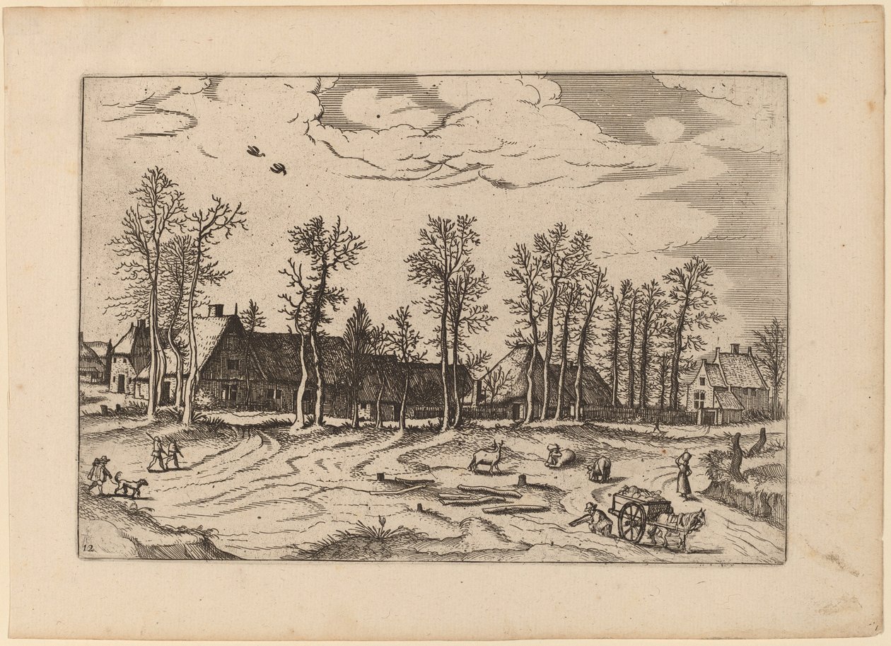 Boerderijen door Johannes and Lucas van Doetechum after Master of the Small Landscapes