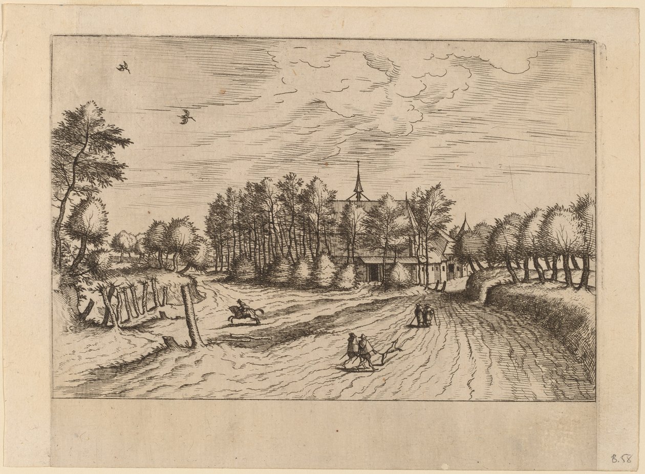 Boerderij door Johannes van Doetechum, the Elder and Lucas