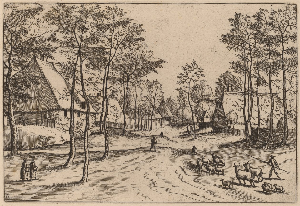 Dorpsstraat door Johannes van Doetechum, the Elder and Lucas