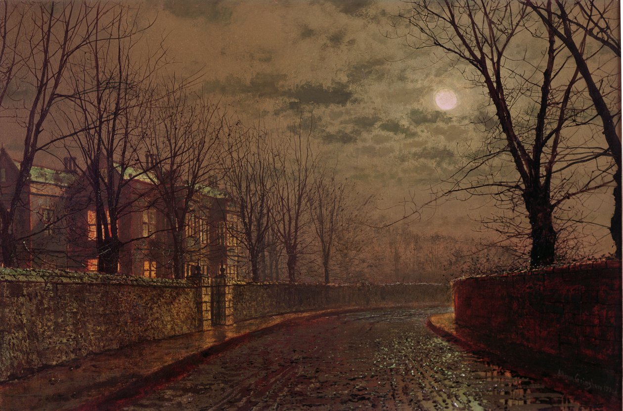 Straatscène bij Maanlicht, 1882 door John Atkinson Grimshaw