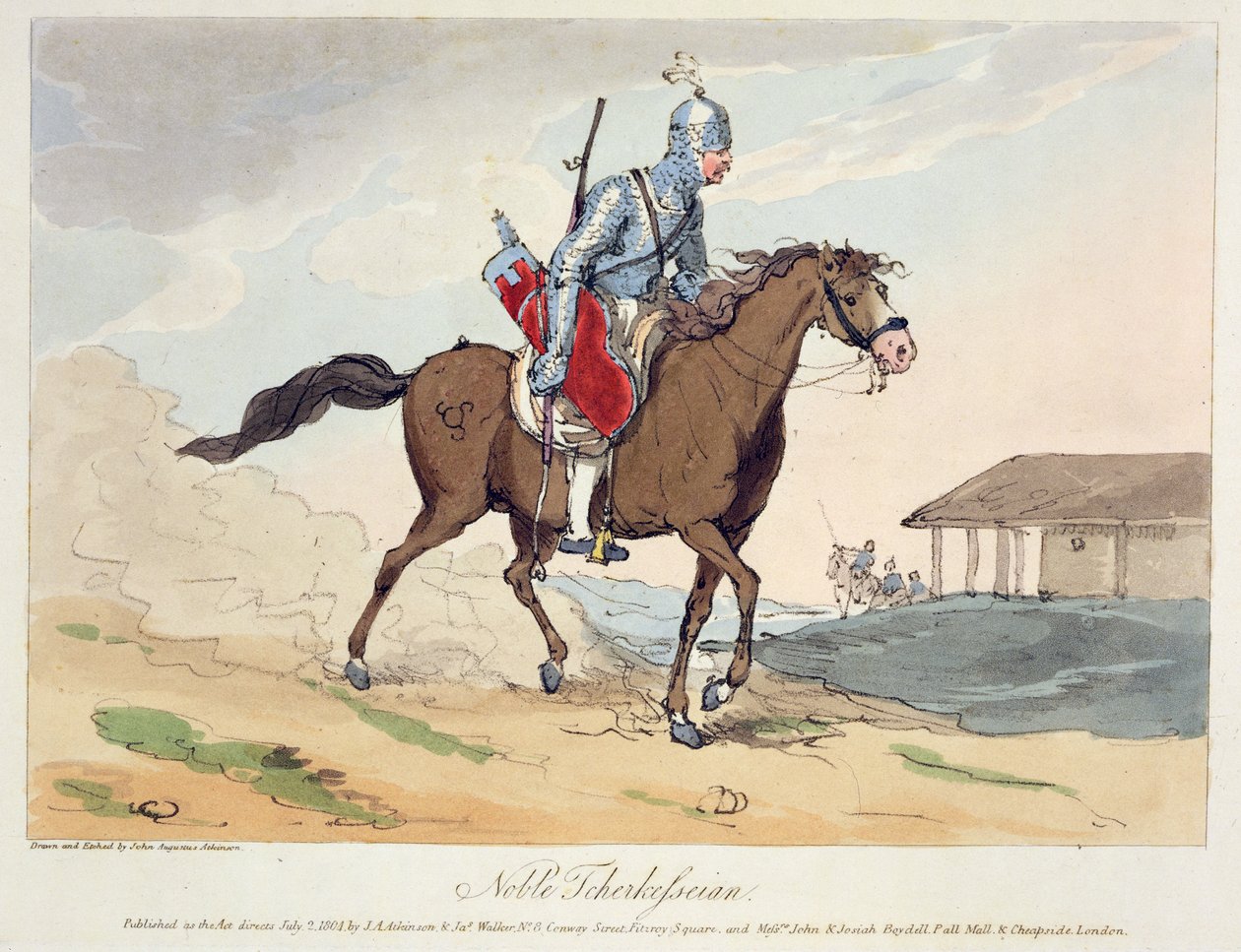 Een Nobele Tcherkesse, geëtst door de kunstenaar, gepubliceerd 1804 door John Augustus Atkinson