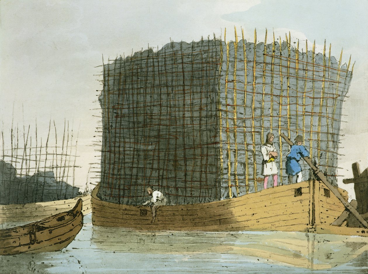 Houtskoolschors, geëtst door de kunstenaar, gepubliceerd 1803 door John Augustus Atkinson