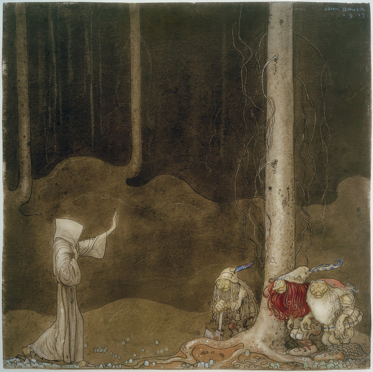Sint-Maarten en drie trollen door John Bauer