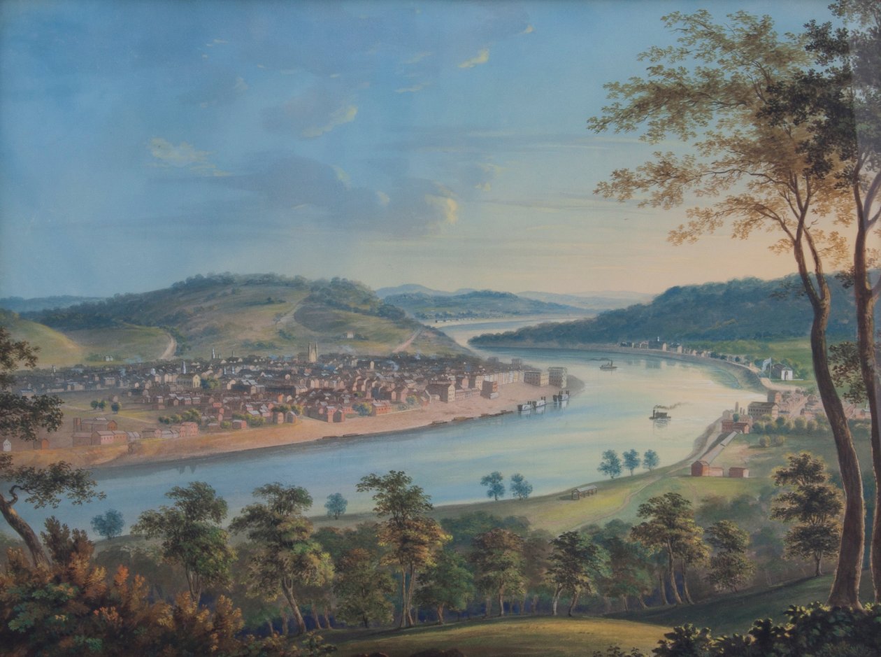 Uitzicht op Cincinnati vanuit Covington door John Caspar Wild