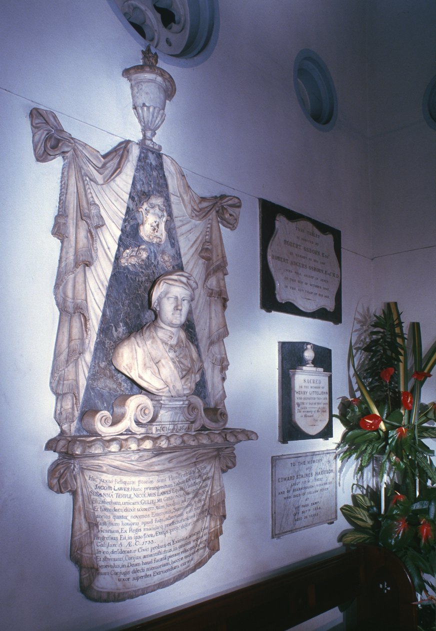 Monument voor James Lawes (marmer) door John Cheere