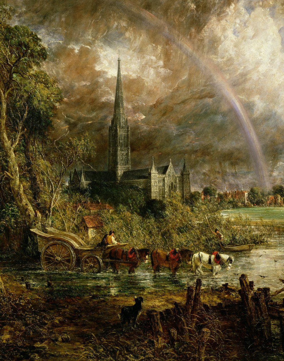 Salisbury Cathedral vanuit de Weiden (detail) door John Constable