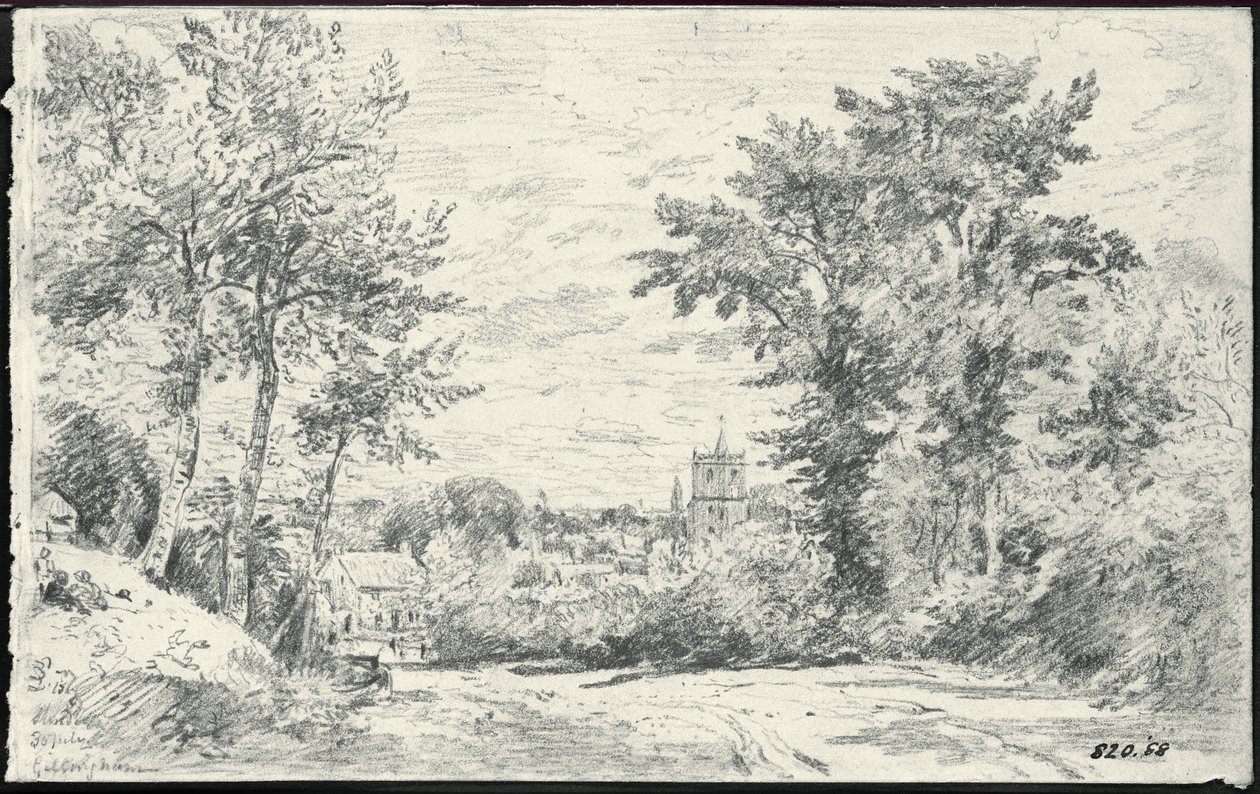 De Ingang naar Gillingham, Dorset (potlood) door John Constable