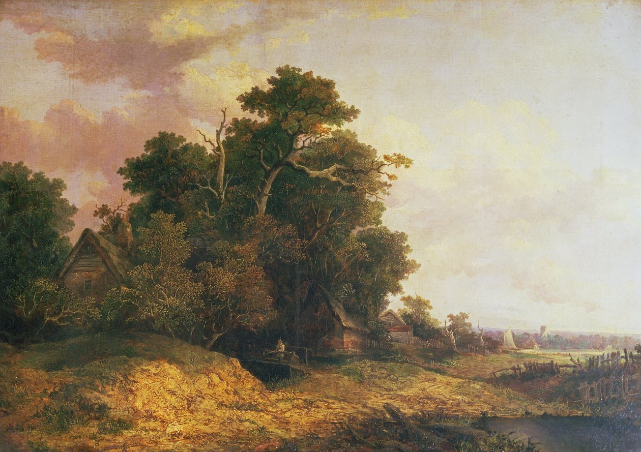 Landschapsscène in Norfolk door John Crome