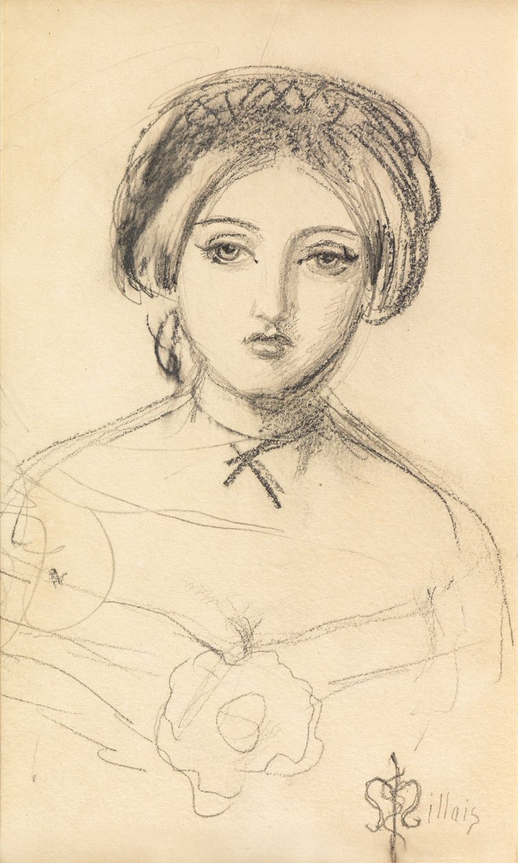 Een Engelse schoonheid in de stijl van John Leech, c.1853 door John Everett Millais