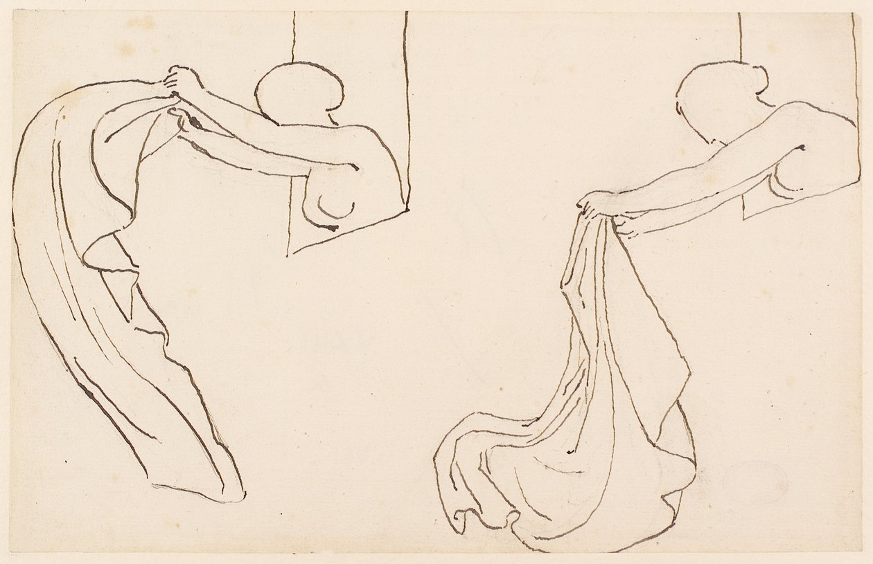Twee Studies van een Meisje door John Flaxman