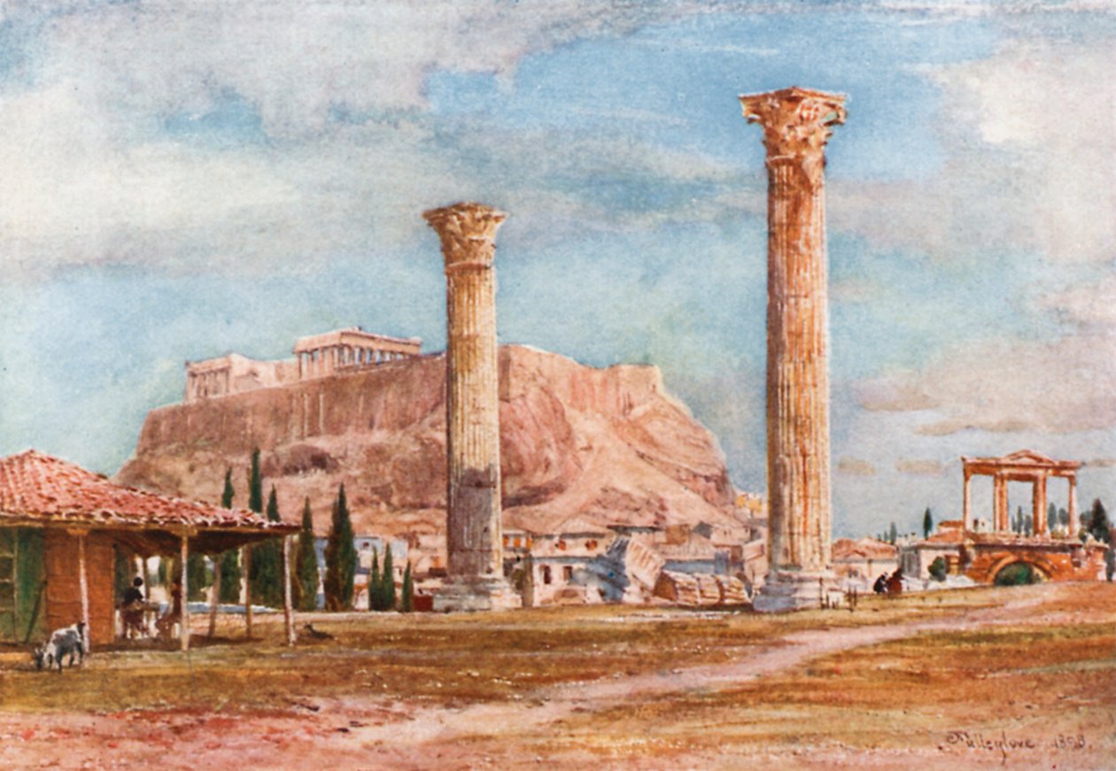 De Akropolis vanaf de locatie van de Tempel van Olympische Zeus door John Fulleylove