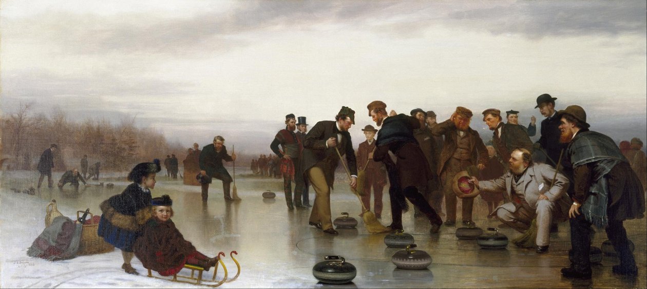 Curling; een Schots spel in Central Park door John George Brown