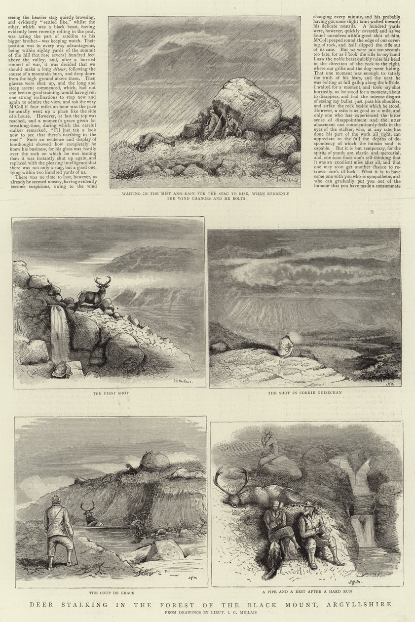 Hertenjacht in het bos van de Black Mount, Argyllshire door John Guille Millais