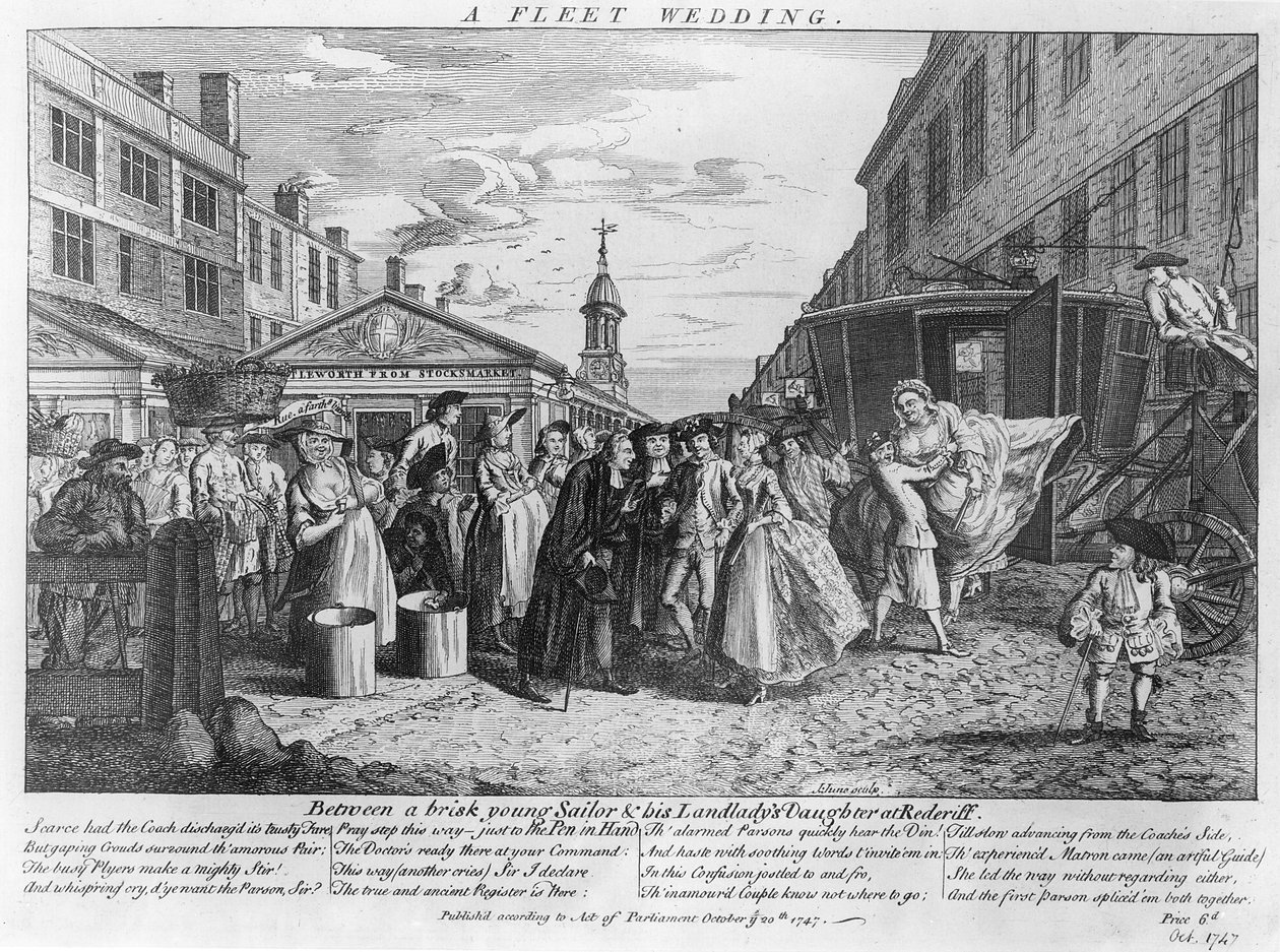 Een Fleet-bruiloft, 1747 door John June