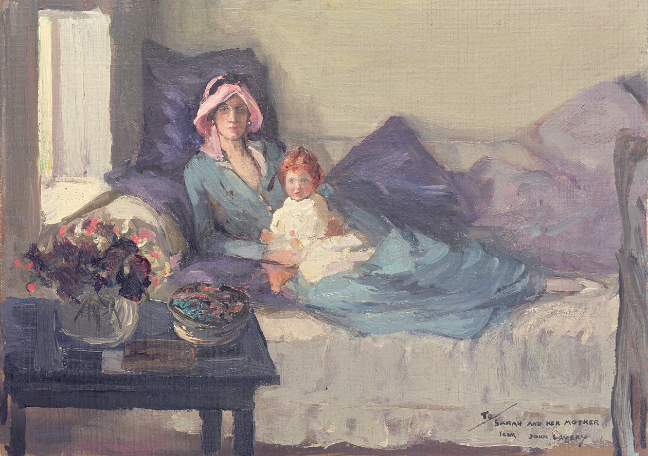 Mevrouw Winston Churchill met haar dochter, Sarah door John Lavery