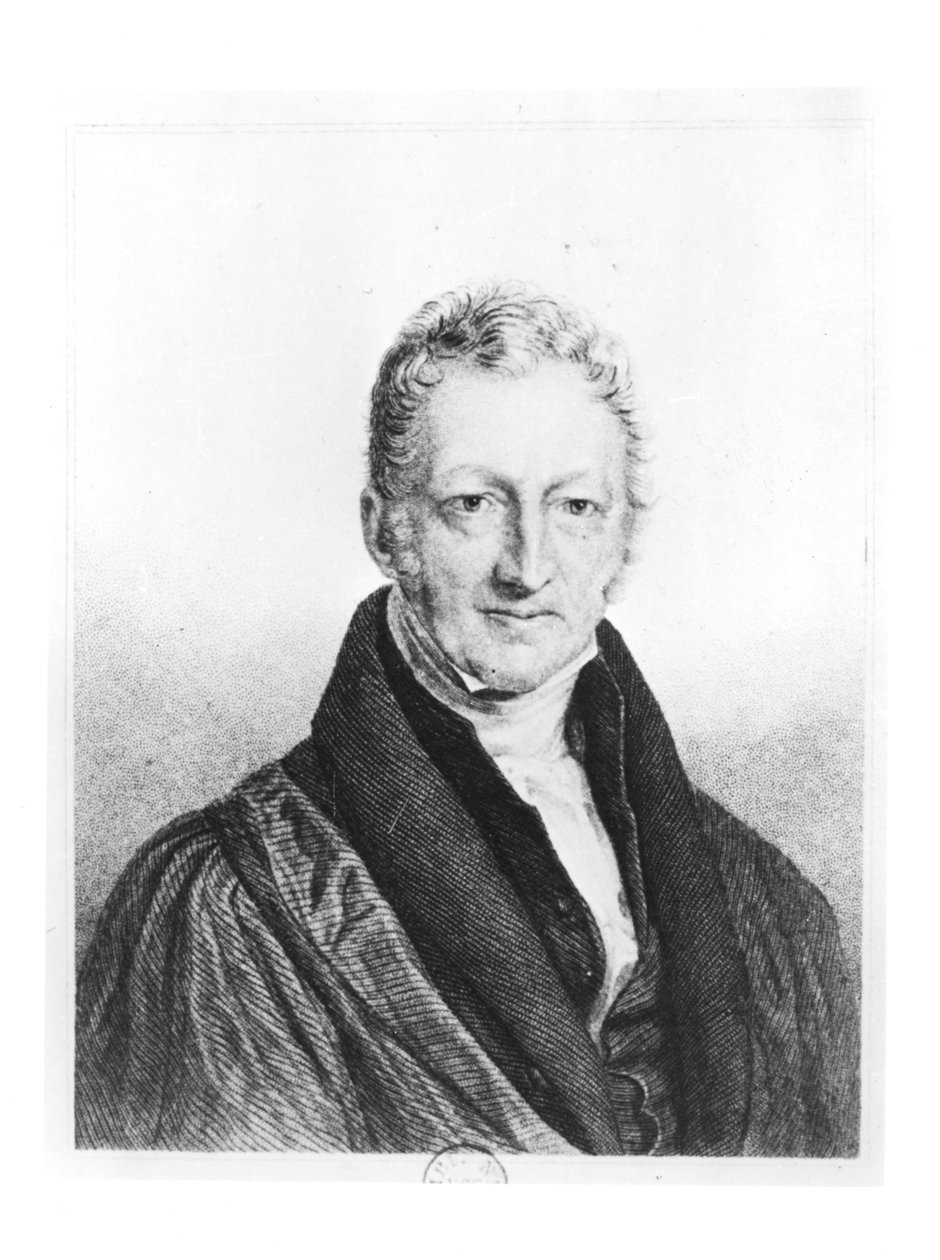Portret van Thomas Robert Malthus (1766-1834) gegraveerd door Fournier voor het 