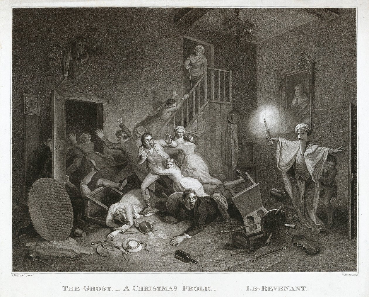 De geest - Een kerstgrap - Le Revenant, gedrukt 1814 door John Massey Wright