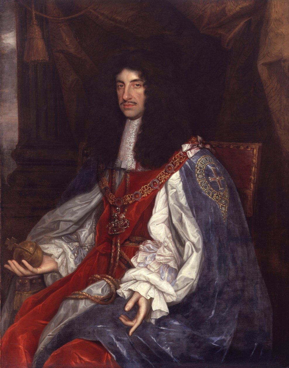 Portret van Karel II (1630-85) c.1660-65 door John Michael Wright